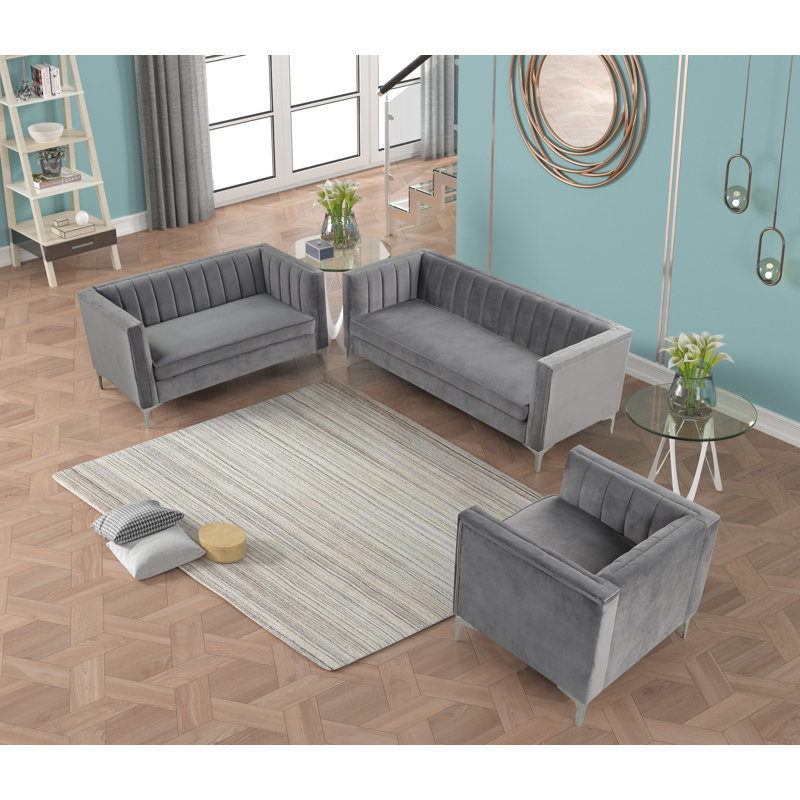 Wrought Studio 2 Piece Velvet Living Room Set Wayfair